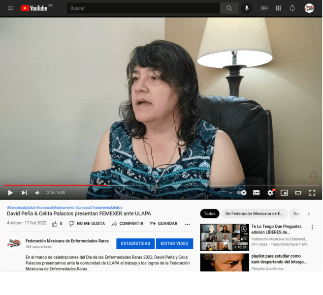 Preguntas y respuestas sobre FEMEXER, para ULAPA     Viernes 18 de febrero vía YouTube de FEMEXER ()     Una explicación sencilla, ágil y a dos voces sobre la Federación Mexicana de Enfermedades Raras (FEMEXER)