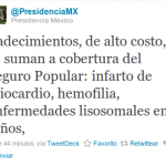 Twitt de la PresidenciaMX sobre los TRE de los lisosomales e el Seguro Popular