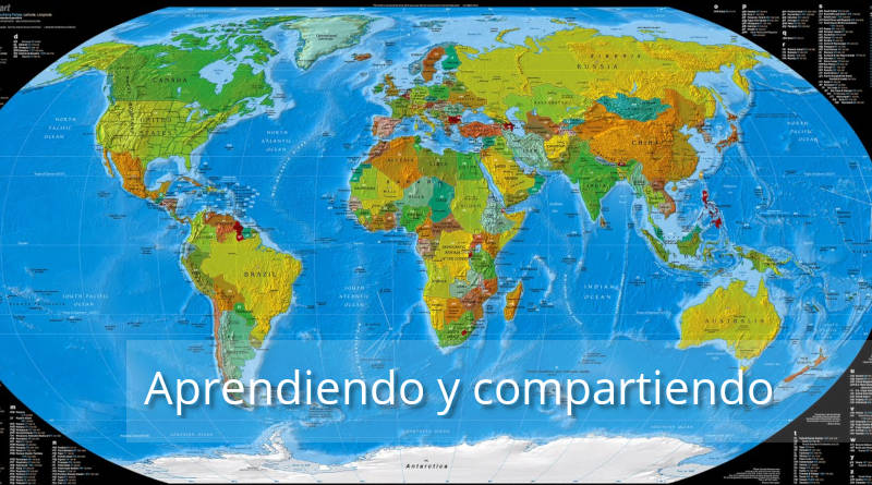 mapamundi físico y político, proyección Robinson