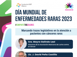 En conmemoración del Día Mundial de Enfermedades Raras 2023 y en el marco de visibilización de los cánceres raros, queridos pacientes, cuidadores, organizaciones de la sociedad civil y comunidad GIST, los invitamos a escuchar nuestra mesa de diálogo: «Marcando trazos legislativos en la atención a pacientes con cánceres raros» que se llevó a cabo el día martes 28 de febrero a las 17:00 hrs (hora México) mediante Facebook Live. ¡No te lo puedes perder! #RareDiseaseDay2023 #GIST