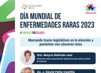 En conmemoración del Día Mundial de Enfermedades Raras 2023 y en el marco de visibilización de los cánceres raros, queridos pacientes, cuidadores, organizaciones de la sociedad civil y comunidad GIST, los invitamos a escuchar nuestra mesa de diálogo: «Marcando trazos legislativos en la atención a pacientes con cánceres raros» que se llevó a cabo el día martes 28 de febrero a las 17:00 hrs (hora México) mediante Facebook Live. ¡No te lo puedes perder! #RareDiseaseDay2023 #GIST