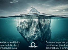 Un iceberg flotando en el océano (imagen generada por IA). «Las enfermedades raras que atendemos en México son solo la punta del iceberg. Cualquiera que sea la candidata presidencial ganadora, ella deberá trabajar a favor de las enfermedades raras». Dreamstime.com ID 275475765 © VectorUp.